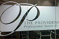 Photo of a business logo applied to interior glass. Great for conference rooms.
